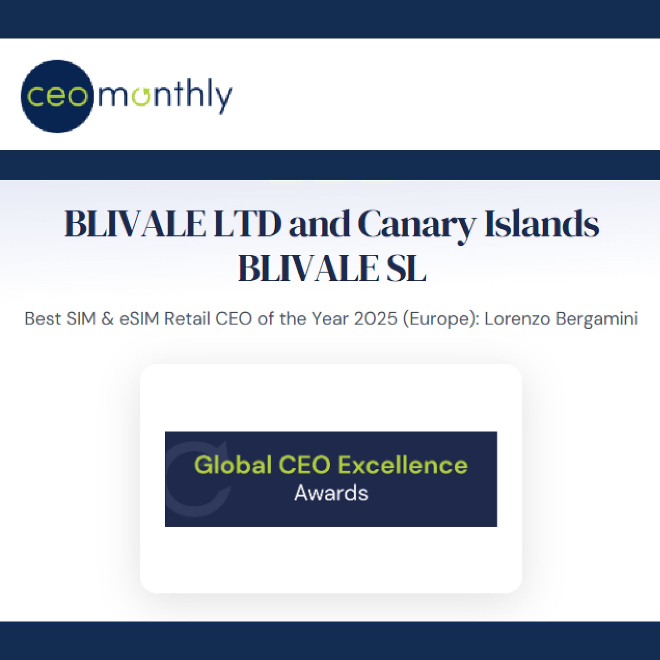 blivale_image_Awards 2025_Best Retail SIM and eSIM CEO in 2025 Europe Lorenzo Bergamini_800x800 La Visione Paga: Lorenzo Bergamini di BLIVALE è il Miglior CEO Retail SIM ed eSIM d'Europa 2025